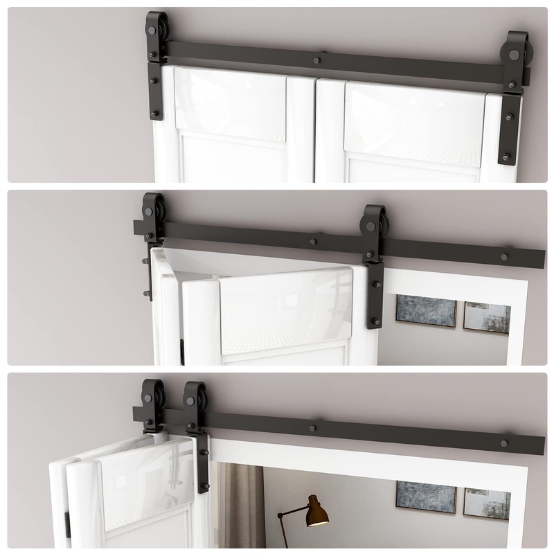 BONIKLUBA 40" Bi-Folding Sliding Barn Door Hardware Track Kit,Smoothly&Quietly,Side Mounted