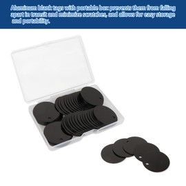 Fesorsi 50 Pack Aluminum Blank Tags, Round Metal Anodized Dog Tags Blank with Hole, Black Metal Stamping Blanks Pet ID Tag Discs Engraved Keychain for Laser Engraving, Stamping, Jewelry Making Crafts