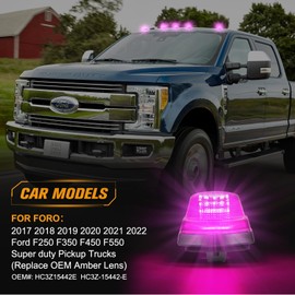 5PCS Pink Purple LED Cab Roof Marker Light LED Roof Top Clearance Lights,Cab Marker Lamp for 2017-2022 Ford F250 F350 F450 F550 Super Duty Led Roof Running Light OEM# HC3Z15442E HC3Z-15442-E