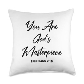 You Are God's Masterpiece Ephesians Bible Verse Christian Throw Pillow