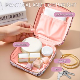 ADQWIOVL Travel Makeup Bag, Cute Cosmetic Bag Toiletry Bag for Women, Mini Make Up Pouches, Purse Cosmetic Organizer Cute Pink Cartoon