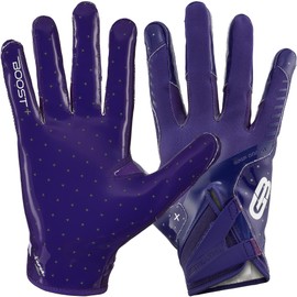 Grip Boost Football Gloves - Solid Stealth 6.0 Boost Plus Sticky Technology - Adult and Youth Football Gloves for Wide Receiver - Men's and Boys Sizes (Solid Purple, Youth Small)