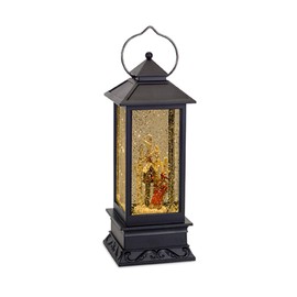 Melrose 72823 Plastic LED Lantern Snow Globe with Birdhouse and Sled Decor, 10-inch Height