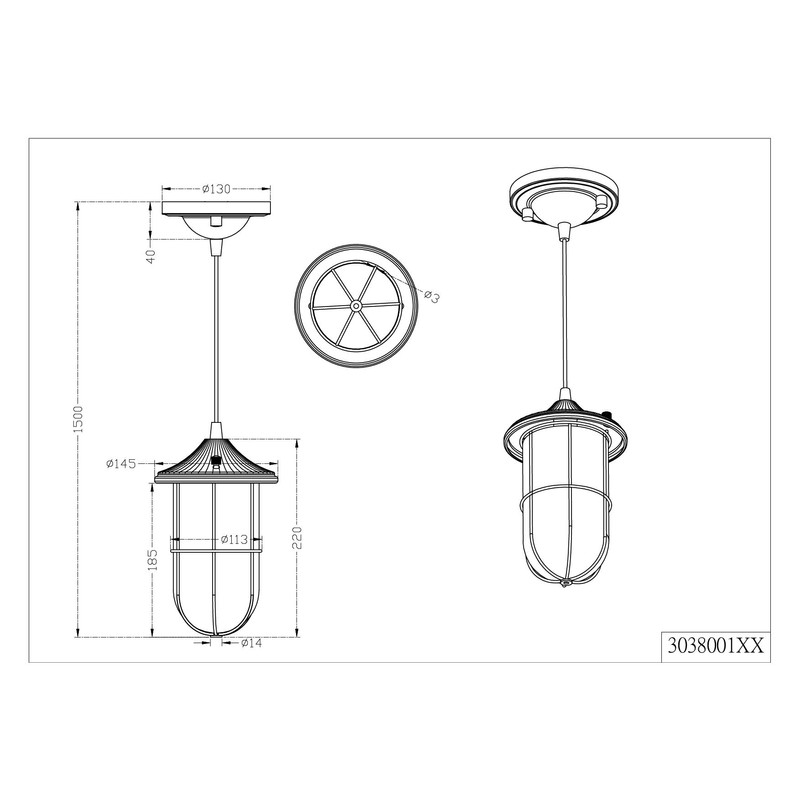 Trio Leuchten Birte 303800162 LED Pendant Light Antique Copper Metal