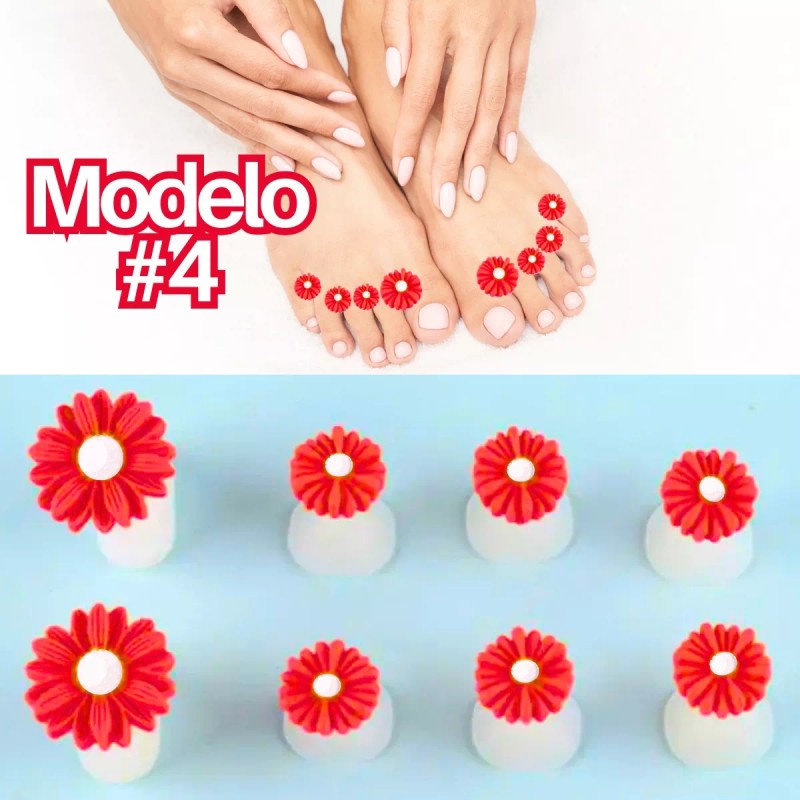 Universo en Linea Separadores Dedos Silicón Pedicura Manicura Flores Uñas