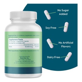Bestvite Biotina 10000mcg 240 Cápsulas Vegetarianas Vegano