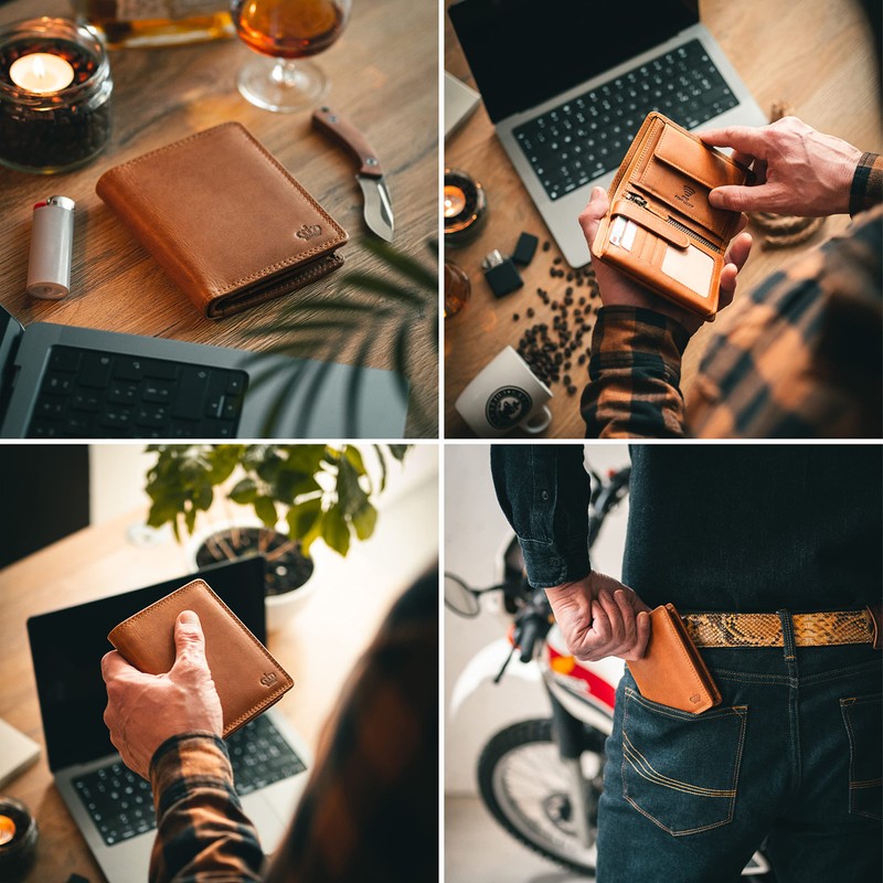 Baur Men's Genuine Leather Wallet with RFID Protection Large Wallet