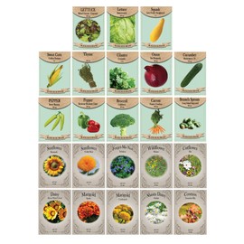 Ultimate Garden Seed Collection – 25 Seed Packets Including Sunflower Mammoth, Tomato Cherry, Marigold, Lettuce Buttercrunch, Cucumber, Pepper Keystone, Radish, and More – Perfect for Home Gardens
