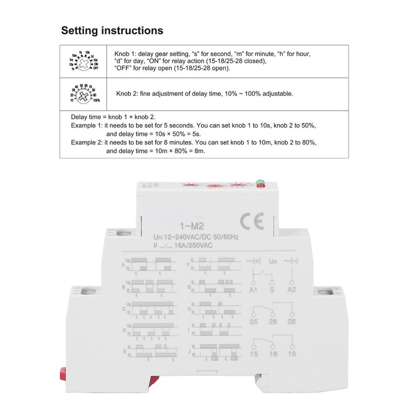 Time Relay Multifunctional Normally Open DIN Rail Delay Timer Switch