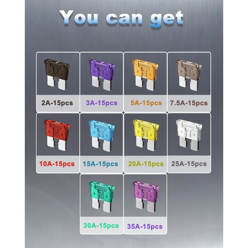 Riseuvo 150 Pcs Standard Automotive Fuse Kit - Car Auto