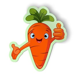 Squiddy Happy Carrot Healthy Eating Vegetable - Vinyl Sticker for Car, Laptop, Notebook (5" Tall)