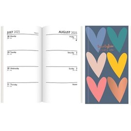 BG Academic Term-Time July-July Diary Slim WTV 2025-2026, Choose Your Design (Coloured Hearts)