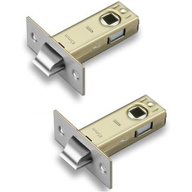 TOP-VIGOR 2Pcs 45mm Tubular Mortice Latch, Flat Tongue Lock Mute Door Latch Sprung for Internal Doors, Lever Door Handles