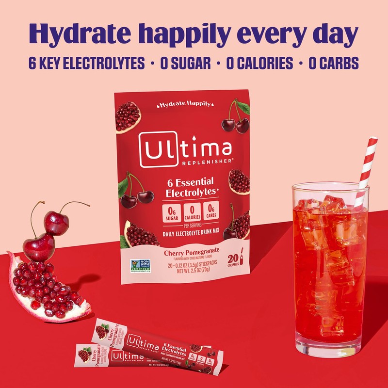 Ultima Replenisher Daily Electrolyte Drink Mix – Cherry Pomegranate, 20