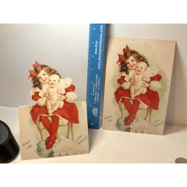 2 Victorian Die Cut Baby Arrived Cards 7 1/2" T. / Envelopes - Old Print Factory