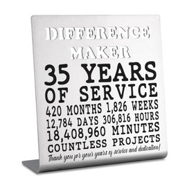 Regalos de decoración de 35 aniversario de trabajo para mujeres, hombres, agradecimiento de agradecimiento a 35 años de trabajo, aniversario, placa de regalo para empleado, él, ella, feliz 35