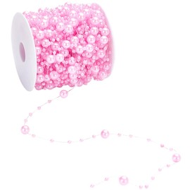 SUNNYCLUE 30M Wedding Pearl Garland Pink Pearl String Beads Plastic Artificial Small Round Pearls Valentine Tree Strand Decoration Bead Chain Centerpieces for Home Outdoor Wedding Party Craft Decor
