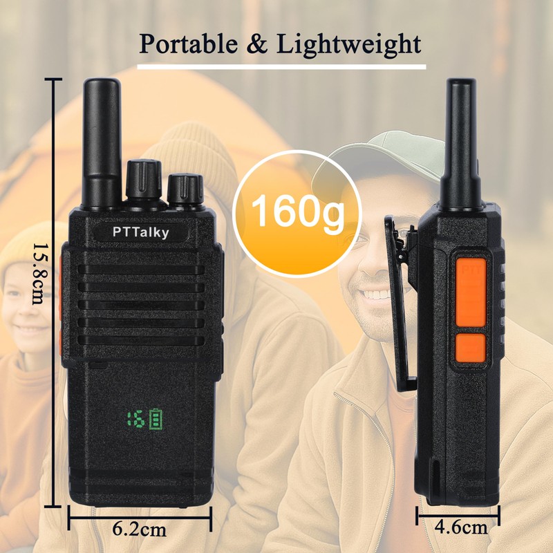 PTTalky FR2 Plus Walkie Talkies Long Range, Portable 2 Way