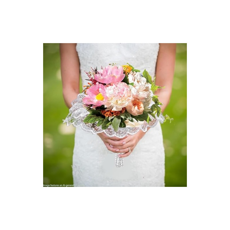 Bridal Foam Bouquet Holder Lace Floral Handle for Bridal Flower