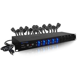 Power Strip Surge Protector, 19-Inch Rack Mount, 20 Outlets – 16 Rear 120V 3-Prong Sockets, 4 Front AC Outlets, 3 USB Ports, 5V Charging, Ideal for Home, Office & Server Rack by Technical Pro