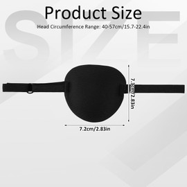Pack of 4 Eye Patches, Medical Eye Patches for Adults and Children, 3D Adjustable Eye Patch, Pirate Eye Patches for Left or Right Eyes, Amblyopia, Recovery Phase After (Black)