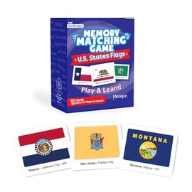 Menique U.S. States Flags Memory Matching Game – 100 Cards (50 Pairs) – Learn State Flags, Capitals & Abbreviations – Educational Card Game for Kids a
