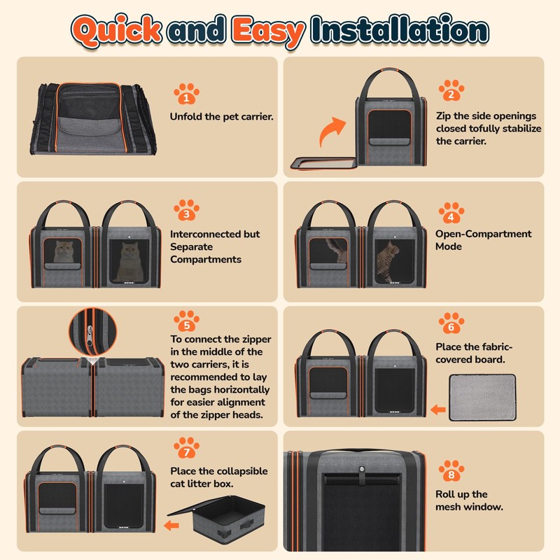 Cat Carrier Bag Large for Travel: 2-in-1 Cat Carrier Soft