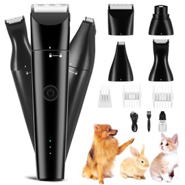 Bufccy 4 in 1 Dog Grooming Kit with USB-C Charging, Paw Trimmer for Dogs, Cats, Small Pet Hair Clippers Dog Nail Grinder, Low Noise Cordless Hair Trimmer with 2 Speed Modes