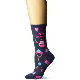 Hotsox Womens Happy Birthday Socks, Denim Heather, 1 Pair, Womens Shoe 4-10