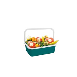Honey Ware Color Line Food Storage Container with Lid Enamel Petrol | S | 0.42 L | Heat Resistant up to 400 °C | Meal Prep Boxes Suitable for All Types of Cookers, Oven and Grill | Storage Box with
