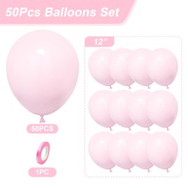 Unisun Pastel Pink Balloons, 50Pcs 12 Inch Macaron Pink Balloons, Latex Rose Balloons for Women Girls Birthday Party Bridal Baby Shower Wedding Hen Party Graduation Anniversary Decorations