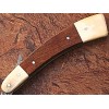 WHITE DEER Damascus Steel Straight Razor Camel Bone & Olive