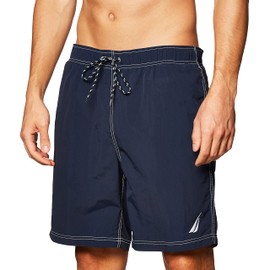 Nautica Men's Solid Quick Dry Classic Logo Swim-Trunk, Navy, XX-Large