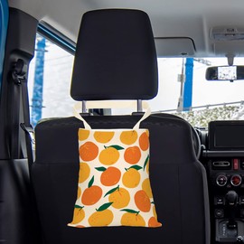 Pykfrhh Car Trash Bag, Car Garbage Bag, Car Trash Bag Hanging, Waterproof, Car Back Seat Organizer, Car Trash Can Bin for Vehicle, Travelling, Camping, Lemon Decor Strawberry Peach Orange Pineapple