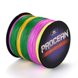 Procean 100% PE 4 & 8 Strands Braided Fishing Line, 6-300 LB Sensitive Braided Lines, Super Performance and Cost-Effective (Multi-Color, 100LB(45Kg) 0.55mm-328Yds)