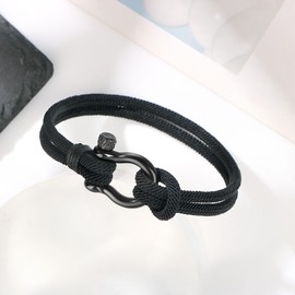 Memgift Bracelets for Grandson Gifts for Grandson from Grandma Grandpa Rope Bracelet Horseshoe Buckle Casual Bracelets Gifts for Birthday Christmas