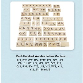 300pcs Wooden Scrabble Tiles, Scrabble Letters for Crafts, Wooden Alphabet Tiles, Capital Letters for Crafts, Wooden Letter Tiles for Board Games Wall Decor