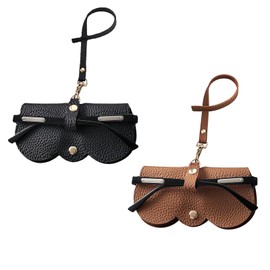 Glasses Cases Soft, 2pcs Spectacles Cases Soft, Fashion Sunglasses Case, Sunglasses Case with Belt Clip (Black, Brown)