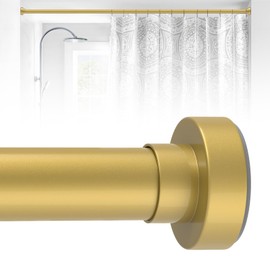 Spring Tension Shower Curtain Rod,18-49",Heavy Duty,No Drill,Gold