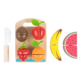 Tooky Tooy Juego De Comida Corta Frutas Hecho De Madera De Enebro Real