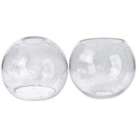 Rivqahra Glass Lamp Shade Replacement Globe & Cover for Lighting Fixture, 5.9" Diameter, 1-5/8 inch Fitter, 2 Pack Clear Seeded Bubble Globe Lamp Shade