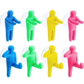 8 Pieces Shower Toothbrush Holder Suction Cup Hooks Toothbrush Holder Wall Mounted Colorful People Toothbrush Holder Razor Holder Utility Suction Hook for Bathroom (Modern Style)