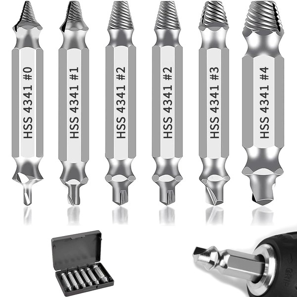 Ylinwtech 6 Piece Screw Extractor Set, Screw Remover Small Set,