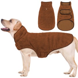 Malier Reversible Fleece Dog Coat, Windproof Warm Jacket for Dogs, Snow Vest - Brown, X-Small