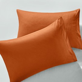 MILVOWOC 2Pcs Brushed Microfiber Standard Pillowcases - 20 x 26 Inch, Burnt Orange Pillow Case Set Non Slip Envelope Pillow Cover with Moisture Absorption and Anti-Wrinkle