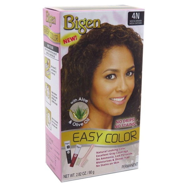 Bigen Easy Color Permanent Hair Dye with Aloe & Olive Oil, Mocha Brown, 2.82OZ