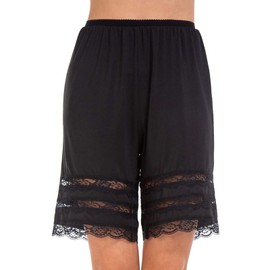 Women's Half Slips Skirt Plus Size Culottes Shorts Underskirt Panties Bloomers Pettipants for Under Dress (A-Black, XL)