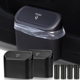 2 Piezas Cubo de Basura Para Coche con Tapa, Bote de Basura Para Coche Pequeño, Mini Cubo de Basura de Coche, Cubo de Basura del Coche, Basura Impermeable para Coche, Oficina, hogar