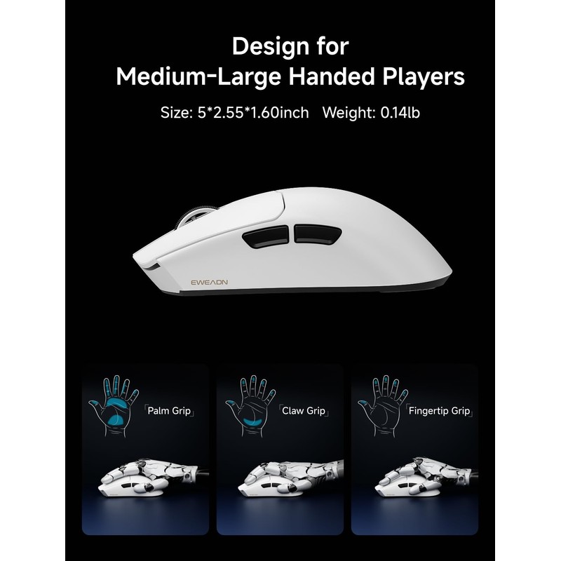 EWEADN S9 Pro Wireless Gaming Mouse, 59G Ergonomic Computer Mouse,