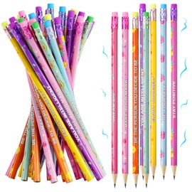 Vicloon Scented Pencils, 32pcs Cylinder Wood Pencils, Fruity Pencil Graphite Pencil HB Pencil with Fruit Elements for School Stationery Party Reward Supplies (Fruit Pattern)